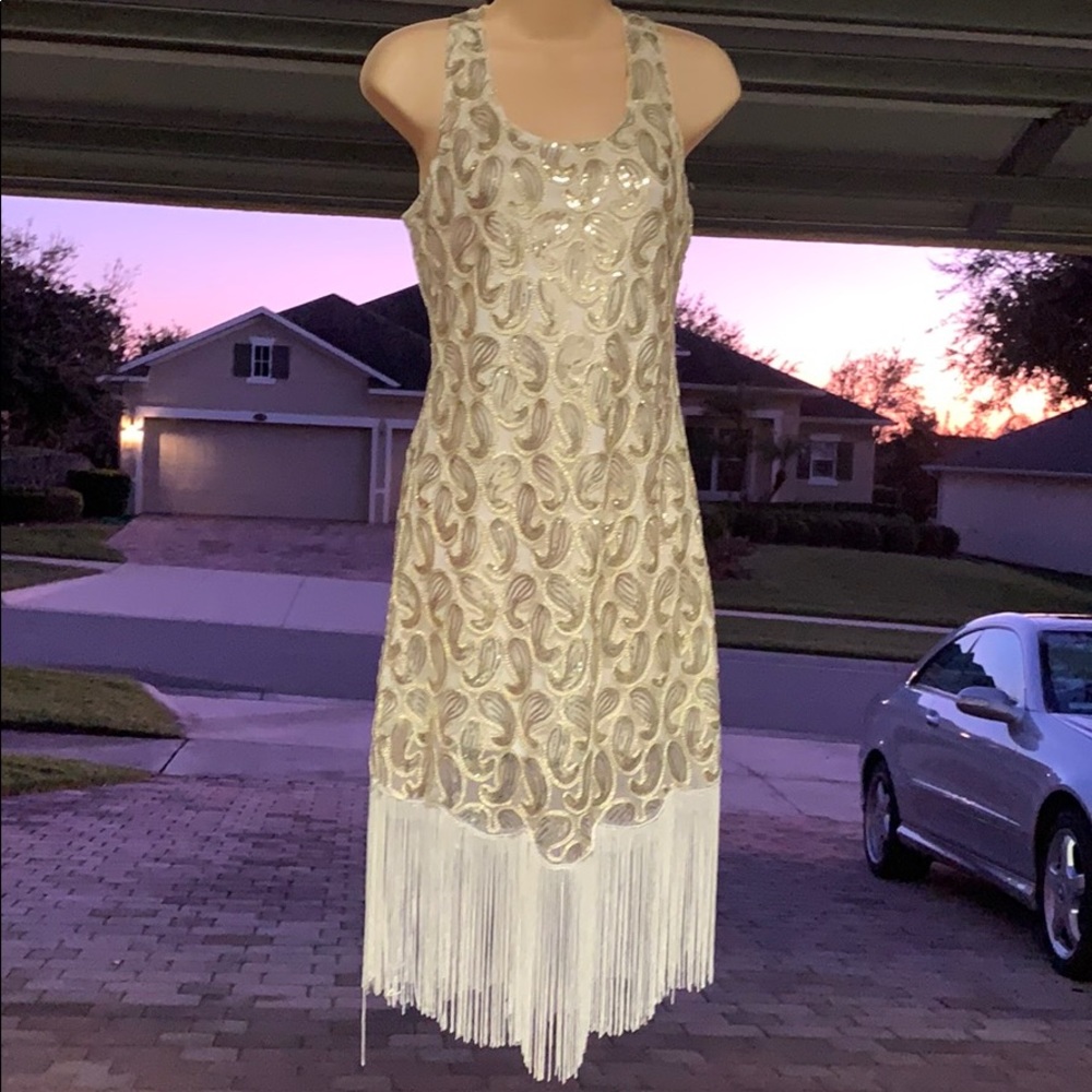 White/ Gold dress